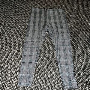 SHEIN white and black plaid leggings